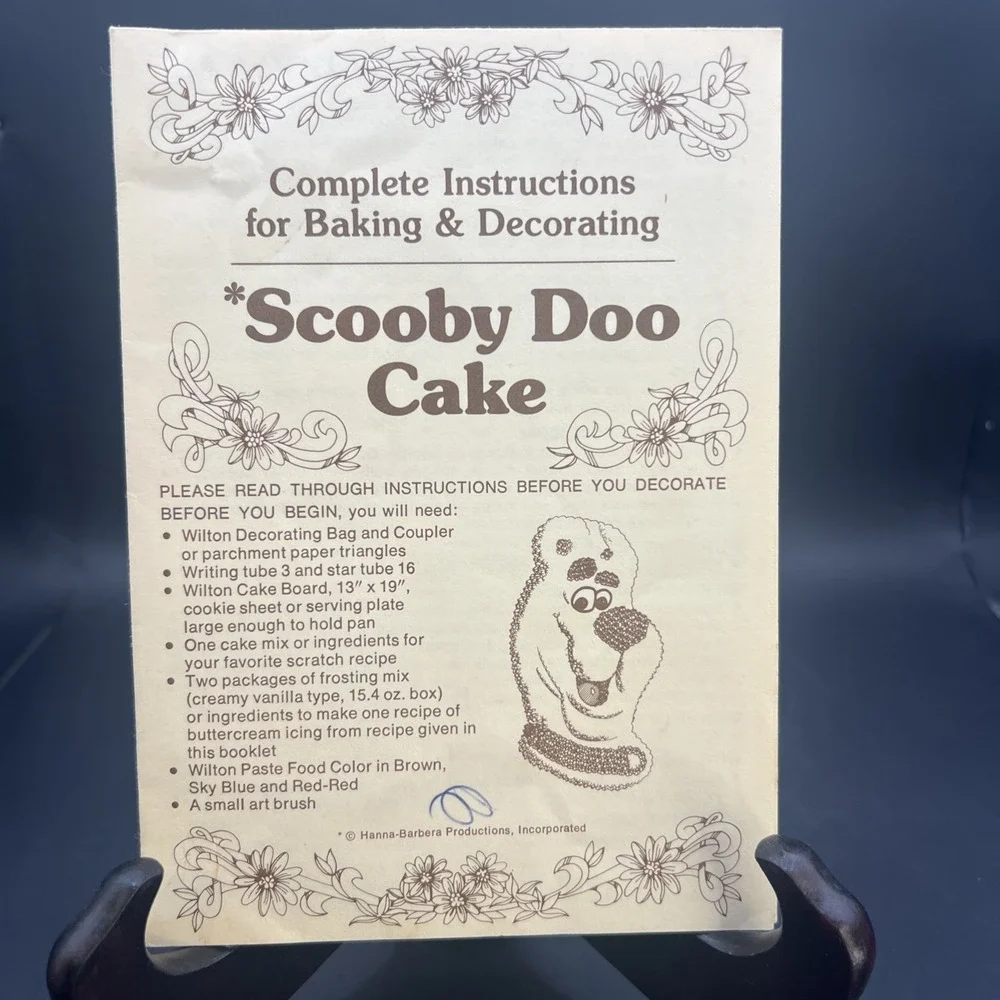 1976 Wilton Complete Instructions For Baking Decorating Scooby Doo Cake Foldout